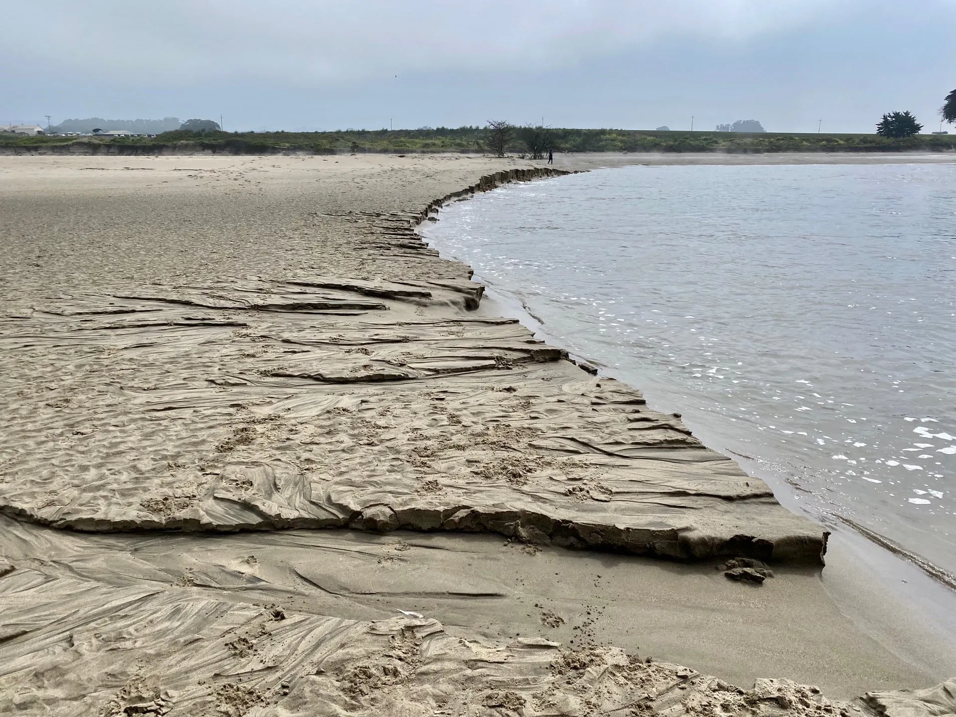 Ripples in the sand where the river meets the beach