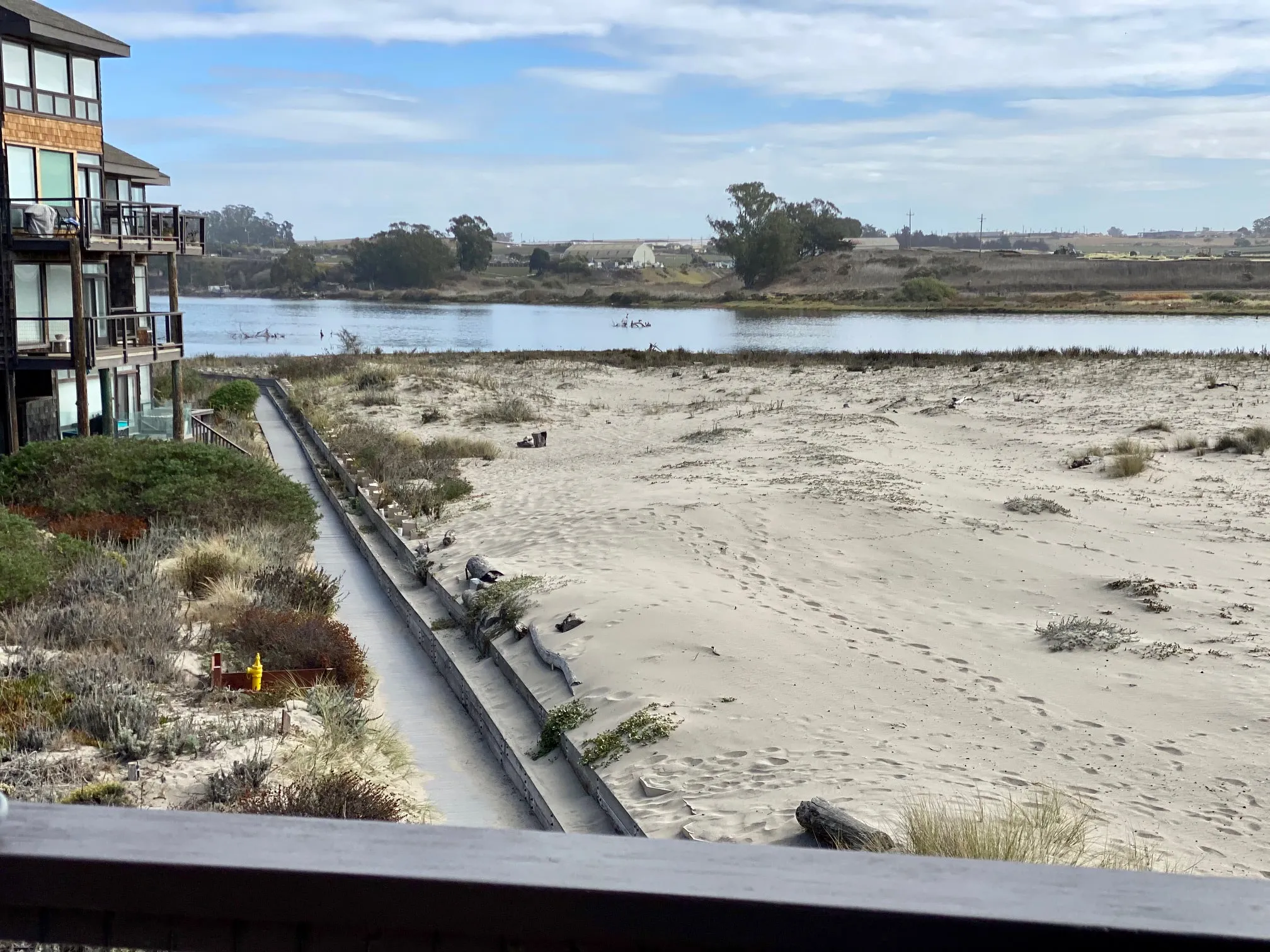 The dunes and the Pajaro River from a balcony